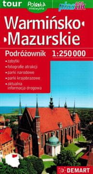 shumee Varmijsko-mazursko vojvodstvo. Laminiran cestni in turistični zemljevid. Demart