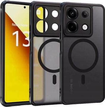 shumee Ovitek za MagSafe črna podloga za Xiaomi Redmi Note 13 5G / Poco X6 + 2x steklo