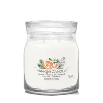 Yankee Candle Bela smreka in grenivka - Yankee Candle Signature - Srednje velika dišeča sveča