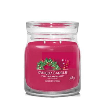 Yankee Candle Peneča zimska jagoda - Yankee Candle Signature - Srednja sveča z dvema stenjema