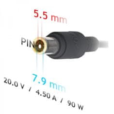 Akyga Avto adapter za prenosnik Lenovo Akyga AK-ND-39 20V 4,5A 90W 7,9 x 5,5 mm + pin