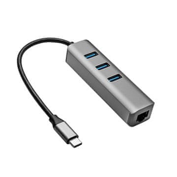 shumee Hub USB C / 3x USB 3.1 / RJ45 Akyga AK-AD-66 adapter z Ethernet omrežno kartico
