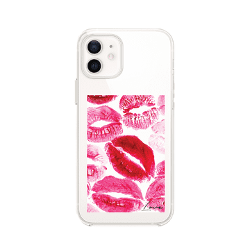 shumee Prozoren silikonski ovitek Flexi za iPhone 12 Mini, poljubčki z napisom "love"