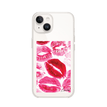 shumee Prozoren silikonski ovitek Flexi za iPhone 13 Mini, poljubčki z napisom "love"