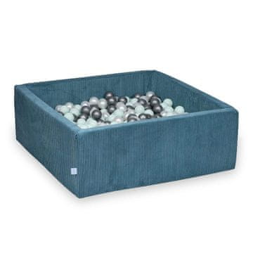 shumee Suhi bazen 110x110x40 Corduroy Blue 600 kroglic: biserna, srebrna, svetlo mint