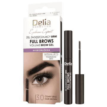 DELIA COSMETICS Delia Eyebrow Expert gel za zgoščevanje obrvi Full Brows 3.0 temno rjava 7 ml