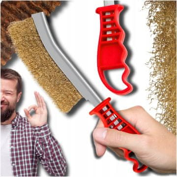 TOP GIFT TG64418 medeninasta žična krtača ZA čiščenje platišč, ročna, z močnim ročajem