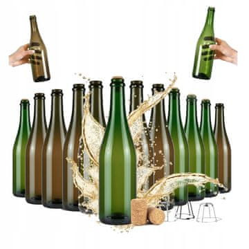shumee 30x steklenica za šampanjec, jabolčnik, kombučo, 750 ml, aglomerirana pluta