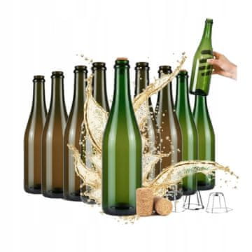 shumee 10x steklenica za šampanjec, jabolčnik, vino 0,75 barve aglomerirane plute