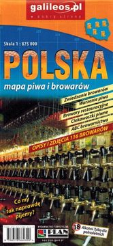 shumee Poljska 1: 875.000. Cestni in turistični zemljevid piva in pivovarn. Galileos