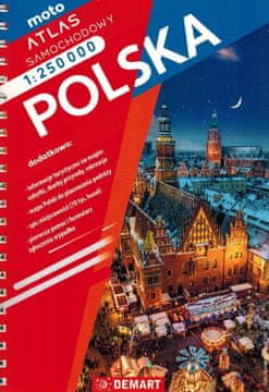 shumee Poljska 1:250.000. Avtomobilski in turistični atlas. Izdaja 2025/2026. Demart