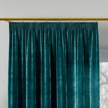 Žametna zavesa VELVI z nabiralnim trakom, zelena, gladka, 140x250 cm