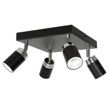shumee Kvadratna stropna svetilka, 4 reflektorji, črni krom, 4xGU10 15W Reno Luminex