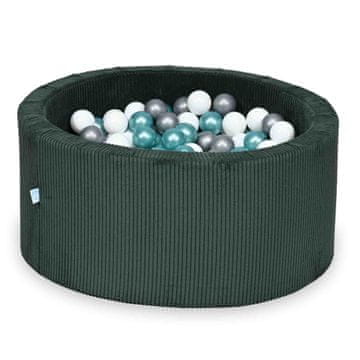 shumee Suhi bazen 90x40 Corduroy Green 300 kroglic: bela, srebrna, kovinsko turkizna