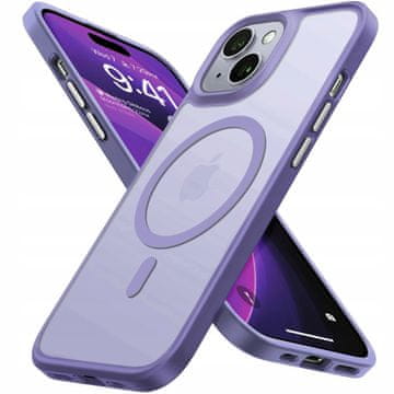 shumee Mat magnetni ovitek za MagSafe za iPhone 15 + steklena podloga JF02_VIJOLIČNA