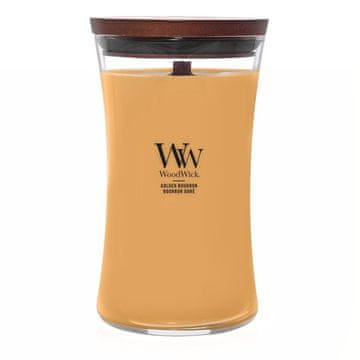 Woodwick Golden Bourbon - Woodwick - velika dišeča sveča z lesenim stenjem - novo 2025