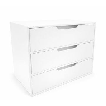 shumee Organizator za pisalno mizo s 3 predali v beli barvi za pisarno ali delavnico
