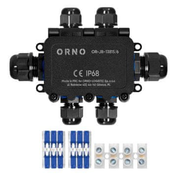 Orno Razdelilna doza IP68, 0,5-6,0 mm2, 2 dolžini M20, 4 dolžine M16 - ON-13815/6
