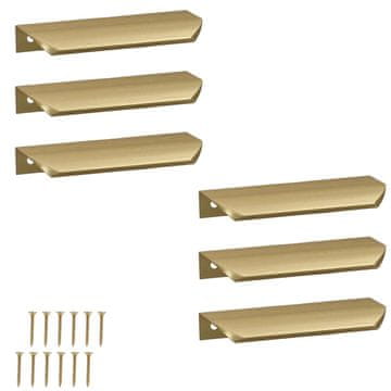 shumee Ročaj za pohištvo Modern Edge iz aluminija, mat zlate barve, 148 mm, 6 kosov