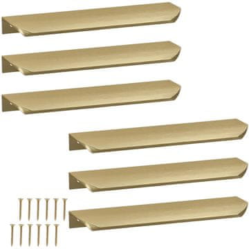 shumee Ročaj za pohištvo Modern Edge iz aluminija, mat zlate barve, 212 mm, 6 kosov