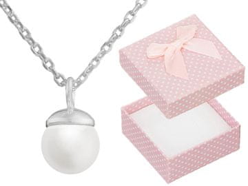 shumee Dolga srebrna ženska ogrlica z biserno belo okroglo perlo 6 mm Ankier 50 cm