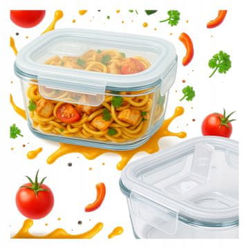 shumee Kvadratna steklena posoda 520 ml za posode za hrano, večerjo, kosilo, solato