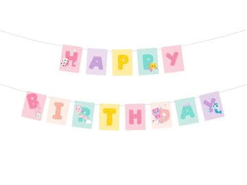 PartyDeco Transparent "Vse najboljše za rojstni dan, Gabina mačja hišica", 180 x 15 cm