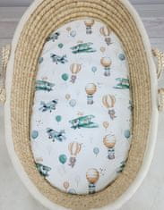 MY SWEET BABY Bombažna rjuha za voziček Moses košara Boho gondola 75x35 cm - Sky adventure