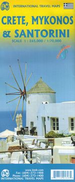 shumee Kreta, Mikonos in Santorini. Vodoodporni cestni zemljevid. Izdaja 2023. itmb