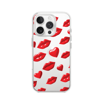 shumee Ovitek za iPhone 15 Pro, prozoren, fleksibilen silikonski, rdeče ustnice