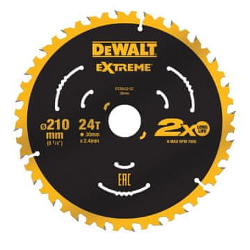 shumee Krožna žaga ZA rezanje lesa 210X30X2,4MM, 24 zob, extreme dewalt DT20432-QZ