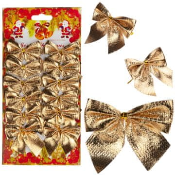 TOP GIFT TG59773-2 pentlji 12 kosov zlatih sijočih okrasnih pentlji za božično drevo