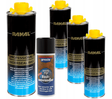 shumee 4x vosek proti koroziji ZA vzdrževanje podvozja 1L + 1x Presto ZA rjo 150ml