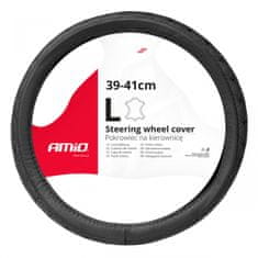 AMIO Prešita usnjena prevleka za volan avtomobila L 39-41 cm SWC-51-L amio-03562