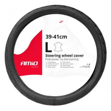 AMIO Prešita usnjena prevleka za volan avtomobila L 39-41 cm SWC-51-L amio-03562