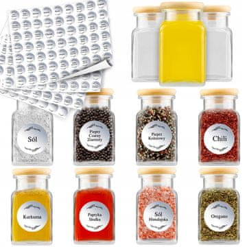 shumee 20 kosov kozarcev za začimbe, zelišča, sol, darilni čaj 150 ml + 252 etiket