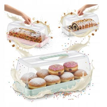 shumee Posoda za torte in torte s pokrovom, 36 cm, pravokotna škatla s ključavnico
