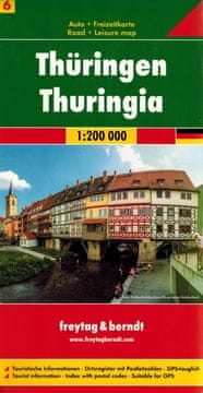 Freytag & Berndt Nemčija: Turingija / Turingen 1:200.000. Cestni zemljevid. Freytag & Berndt