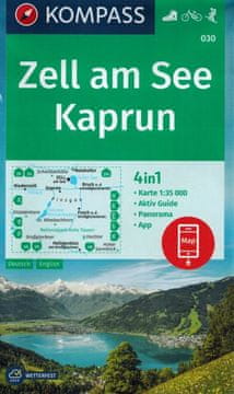shumee Zell am See, Kaprun. Vodoodporna turistična karta 030. Izdaja 2023. Kompass