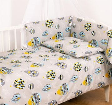 BabyMatex 3-delni komplet posteljnine iz bombaža 100x135, modno rumene barve z baloni