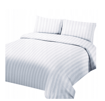 Detexpol Posteljnina iz damasta 140x200, hotelske črte, 1 cm, bela prevleka za odejo