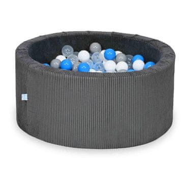 shumee Suhi bazen 90x40 Corduroy Graphite 300 kroglic: prozorna, bela, siva, modra