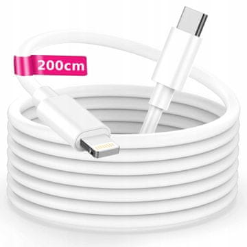 shumee USB-C kabel Lightning za iPhone 11 12 13 14 iPad iPod Airpods PD 20W 200 cm