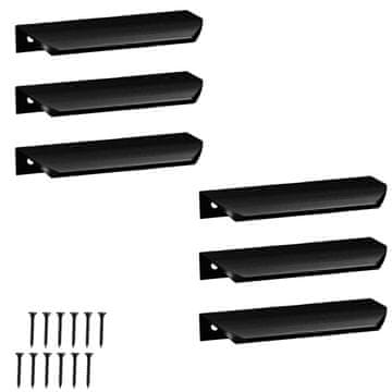 shumee Ročaj za pohištvo Modern Edge iz aluminija, mat črne barve, 148 mm, 4 kosi
