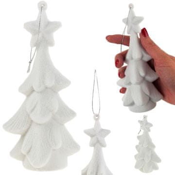 TOP GIFT TG61460-1 Božična jelka bela figurica obesek iz kosmičev plišaste kroglice