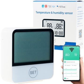 TOP GIFT Brezžična vremenska postaja IM016, termometer, higrometer, ura, WiFi, Tuya
