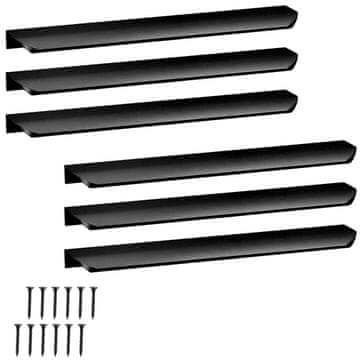 shumee Ročaj za pohištvo Modern Edge iz aluminija, mat črne barve, 276 mm, 4 kosi