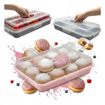 shumee Velika pravokotna plastična posoda za torte s pokrovom, zaklepljiva škatla