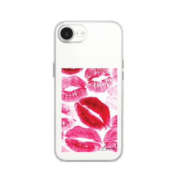 shumee Ovitek za iPhone 16e, prozoren, silikonski Flexi, poljubi z napisom "love"