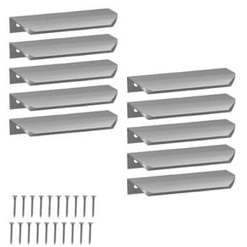 shumee Moderni aluminijasti ročaji za pohištvo s srebrnim robom 148 mm, 10 kosov